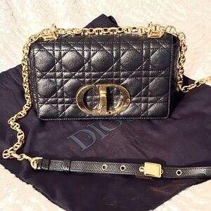 Dior Black Quilted Crossbody Bag with Gold Chain